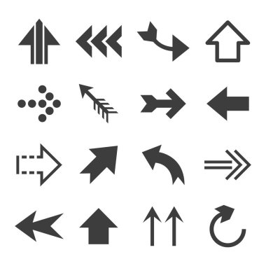 Vektör düz oklar kümesi. Vektör illüstrasyonu.
