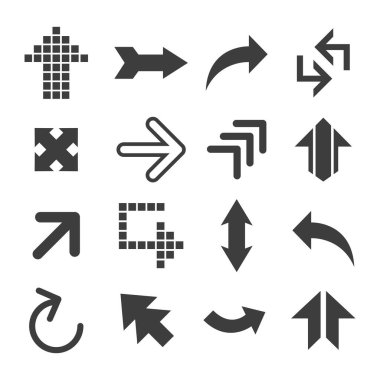 Vektör düz oklar kümesi. Vektör illüstrasyonu.