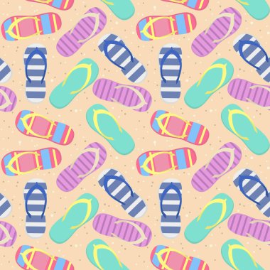 Denizin kıyısındaki kumda kayrak izleri olan kusursuz bir desen. Vektör illüstrasyonu.