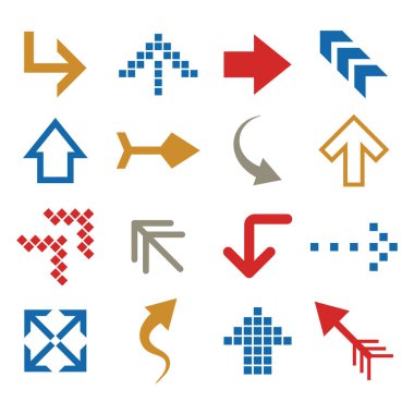 Vektör düz oklar kümesi. Vektör illüstrasyonu.