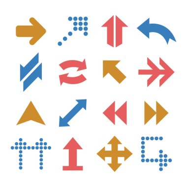 Vektör düz oklar kümesi. Vektör illüstrasyonu.