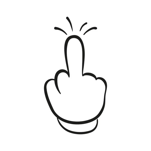 Middle Finger Cartoon Gesture White Background Fuck You Symbol Vector - Stok Vektor