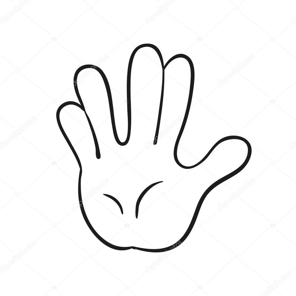 Cartoon Vulcan salute hand gesture. Vector illustration