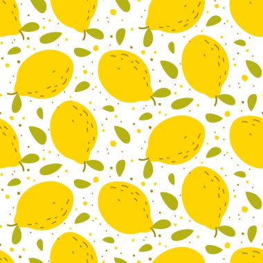 Limonlu kusursuz şirin desen. Vektör illüstrasyonu.