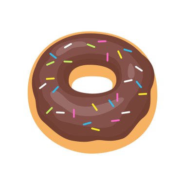 Şekerli çizgi film çöreği, çörek ikonu. Vektör illüstrasyonu