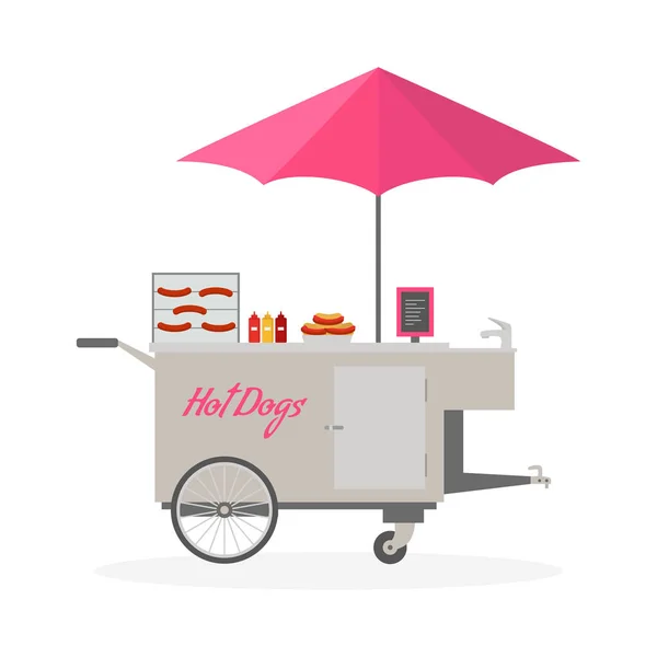 Cartoon Hot Dog Chariot Nourriture Rue Illustration Vectorielle — Image vectorielle