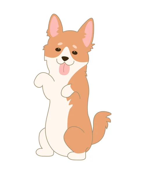 Desenhos Animados Galês Corgi Fundo Branco Ilustração Vetorial — Vetor de Stock