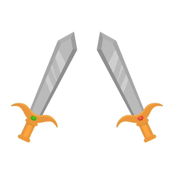 Espadas Metal Dos Desenhos Animados Fundo Branco Ilustração Vetorial —  Vetores de Stock