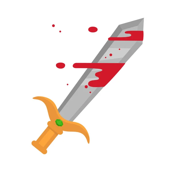 Espada Metal Dos Desenhos Animados Com Sangue Fundo Branco Ilustração —  Vetores de Stock