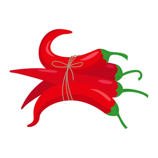 Paprika Merah Diikat Dengan Tali Vektor Ilustrasi - Stok Vektor