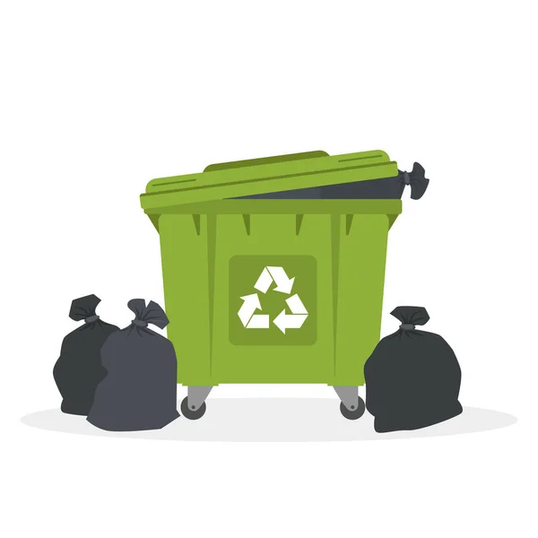 Çöp Kutusu Ekoloji Geri Dönüşüm Konsepti Vektör Illüstrasyonu — Stok Vektör