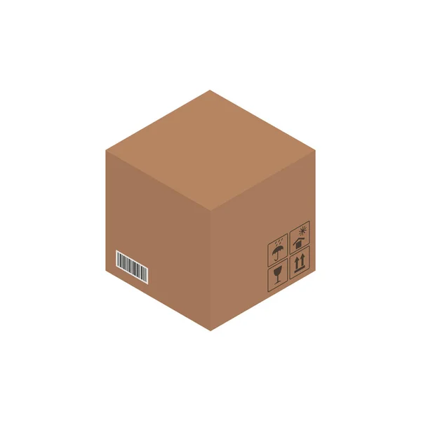 Kotak Coklat Kardus Peti Kotak Kotak Isometrik Ilustrasi Vektor - Stok Vektor