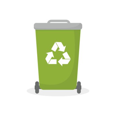 Çöp kutusu. Ekoloji ve geri dönüşüm konsepti. Vektör illüstrasyonu.