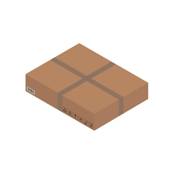 Karton Kahverengi Kutu Sandık Izometrik Kutu Vektör Illüstrasyonu — Stok Vektör