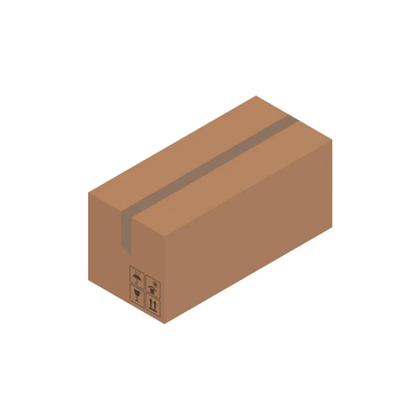 Cardboard Brown Box Crate Box Isometric Box Vector Illustration — Stock Vector