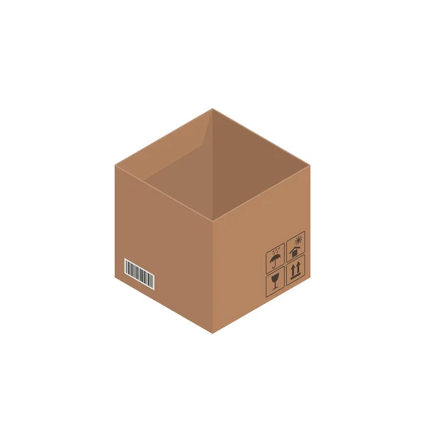 Картонно Коричнева Коробка Ящик Ізометрична Коробка Векторні Ілюстрації — стоковий вектор