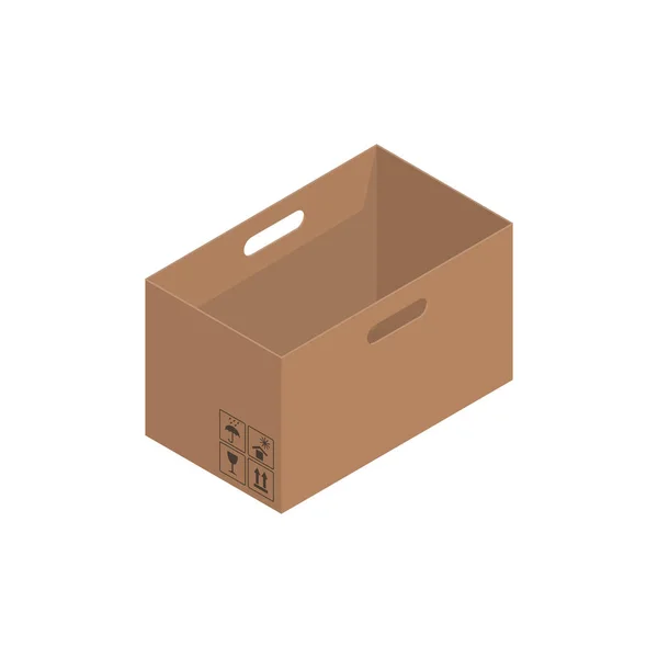Cardboard Brown Box Crate Box Isometric Box Vector Illustration — Stock Vector