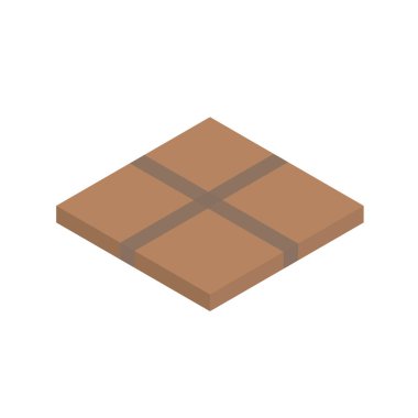 Karton kahverengi kutu, sandık 3D, izometrik kutu. Vektör illüstrasyonu.