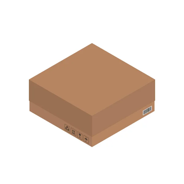 Braune Pappschachtel Kasten Isometrische Schachtel Vektorillustration — Stockvektor