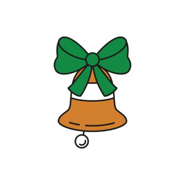 Beyaz arka planda Noel çanı simgesi. Yeni yıl illüstrasyonu. Vektör illüstrasyonu.