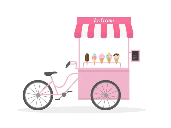 Bicicleta Helados Carrito Helados Comida Callejera Ilustración Vectorial — Vector de stock