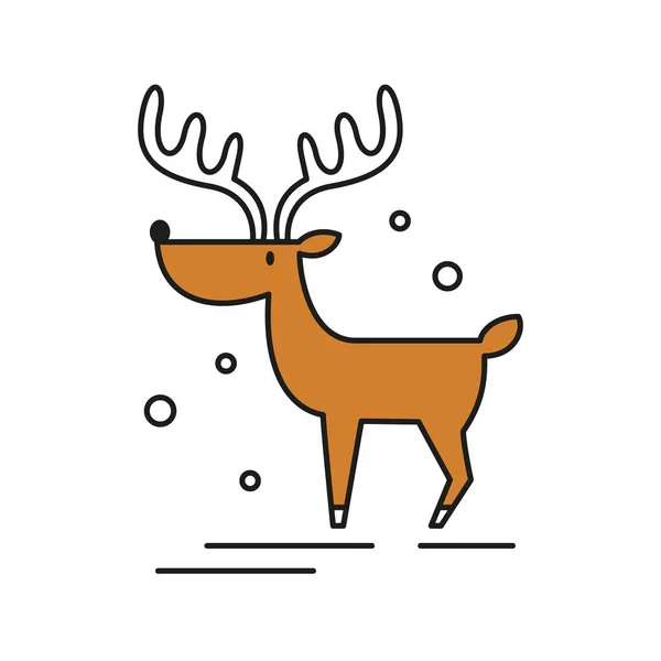 Christmas Deer Icon White Background Vector Illustration — Stock Vector