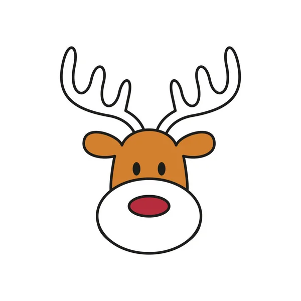 Christmas Deer Icon White Background Vector Illustration — Stock Vector