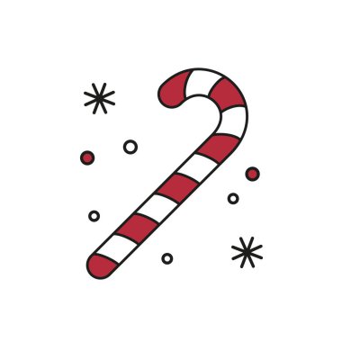 Beyaz arka planda çizgili şeker çubuğu ikonu. Vektör illüstrasyonu