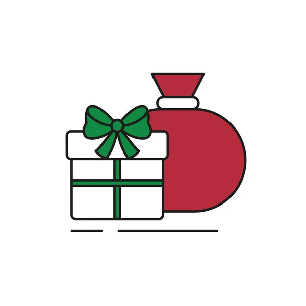 Ikon Hadiah Natal Dengan Latar Belakang Putih Ilustrasi Vektor - Stok Vektor