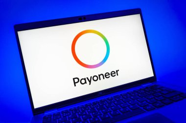 Prag, Çek Cumhuriyeti - 08 01 2025: Payonez logosunu gösteren dizüstü bilgisayarın yakın görüntüsü. Paeveryone, küresel online ödemeler ve para transferleri için bir platformdur.