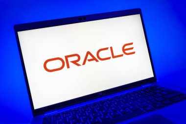 Prag, Çek Cumhuriyeti - 08 01 2025: Kahin logosunu gösteren dizüstü bilgisayarın yakın görüntüsü. Kahin, veritabanı yazılımı ve bulut çözümleri sağlayan bir şirkettir..