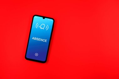Sade arkaplandaki telefon yok metni gösteriyor. Yokluk, işte bulunmama durumudur..
