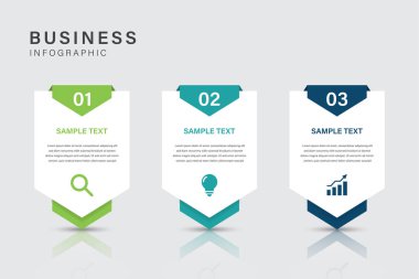 3 Adım ve Simgeli Dikey İş Bilgileri Şablonu
