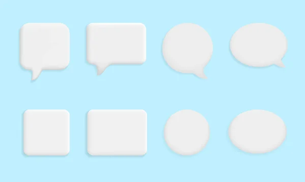 Mavi Arkaplan 'da 3D Konuşma Kabarcığı ve Metin Kutusu. UI, UX Sohbet Tasarım Elementleri