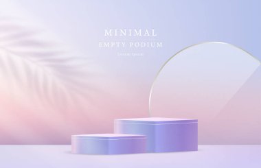 Gradyan Arkaplanda Palm Shadow ile Asgari İrialli Podyum Görüntüsü