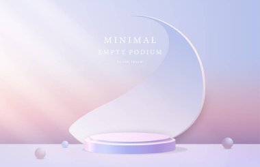 Pastel küreleri ve Gradyan Arkaplanı olan Asgari Dairesel Podyum