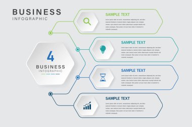 4 Adım Süreci ve Simgeleri olan Modern İş Bilgileri