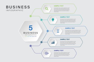 Simgeler ve Altıgen Düzeni ile 5 Adım İş Bilgileri