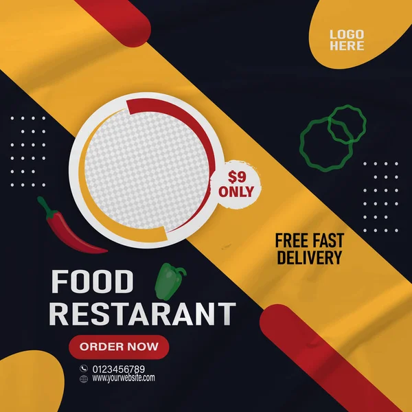 Lezzetli yemek menüsü sosyal medya şablonu