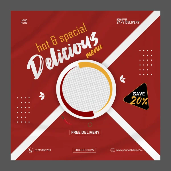 Lezzetli yemek menüsü sosyal medya şablonu