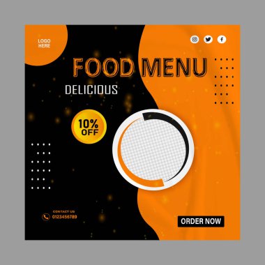 Lezzetli yemek menüsü sosyal medya tasarım şablonu 