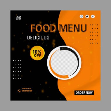 Lezzetli yemek menüsü sosyal medya tasarım şablonu 