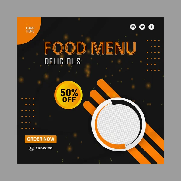 Lezzetli yemek menüsü sosyal medya tasarım şablonu 