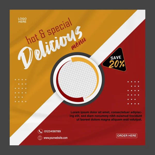 Lezzetli yemek menüsü sosyal medya şablonu 
