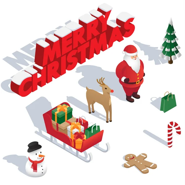 Isométrique Noël Père Noël Illustration Vectorielle — Image vectorielle