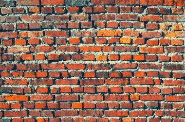 Eski tuğla duvar doku. Arka plan kırmızı eski Vintage tuğla duvar. Tuğla doku