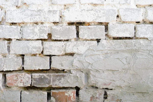 Beyaz tuğla duvar doku. Beyaz arka plan. Beyaz boyalı eski duvar tuğla