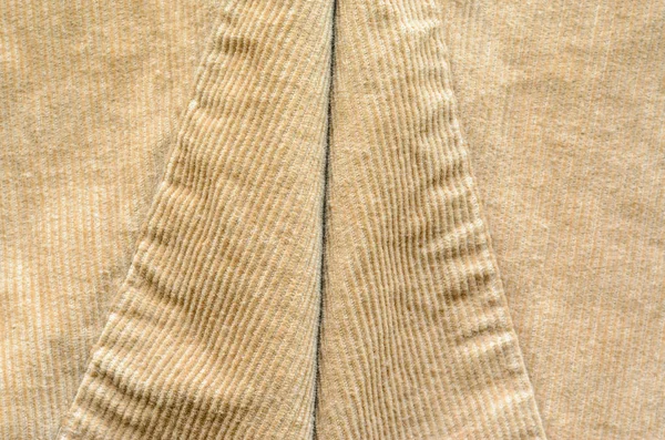 Texture Beige Velvet Clothes Stitches Seams Cloth Textile Fabric Corduroy — Stock Photo, Image