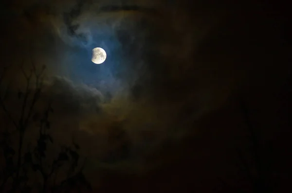 Eclipse Lunar Lua Cheia Lua Sangrenta Super Azul Sobre Silhueta — Fotografia de Stock