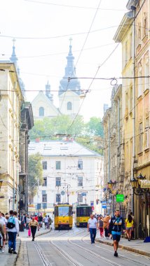 Lviv, Ukrayna - Eski Turizm Kasabası Sokağı